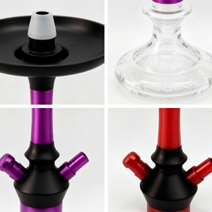 Chicha moderne à double tuyau en alliage d'aluminium, ensemble de fumage, options de couleurs violet et rouge, design droit - Product Image 1