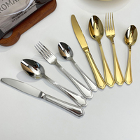 Elégant de luxe de haute qualité poli miroir 304 en acier inoxydable écologique or argenterie cadeau de fête ensemble de couverts cuillère fourchette