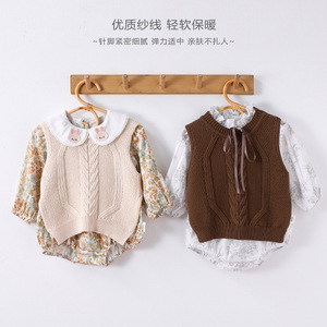 Otoño Invierno moda estilo coreano Ins bebé moda Cable tejido suéter <span class=keywords><strong>chaleco</strong></span> <span class=keywords><strong>para</strong></span> niños <span class=keywords><strong>chaleco</strong></span> suelto en capas hecho Color <span class=keywords><strong>de</strong></span> <span class=keywords><strong>lana</strong></span> <span class=keywords><strong>de</strong></span> algodón - Product Image 1