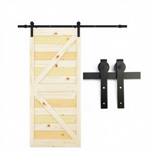 WEKIS Kit de Ruedas para Puerta Corredera en Forma de J de 6.6 Pies, Acero al Carbono Negro Satinado, Riel Deslizante Moderno, Capacidad de Carga de 120 kg, Herrajes de 3 mm - Product Image 2