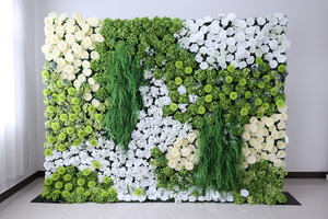 زينة جدارية من الزهور الاصطناعية، نباتات جدارية اصطناعية، جدار زهور أخضر وأبيض - Product Image 2