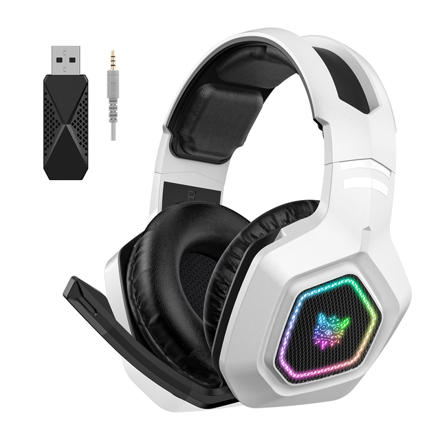 2024 New Gaming Headset White Onikuma B100 2.4ghz Wireless+3.5mm Wired Headphones Stereo On-ear & Over-ear Headphones