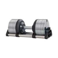 Ensemble d'haltères réglables en acier pour usage domestique, avec augmentation de poids par pas de 1 kg, couleur argentée, pour musculation