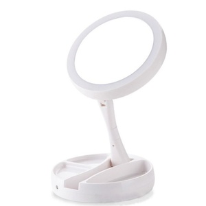 Customizable Round Shape LED Makeup Mirror <b>Stand</b> Manufacturer's Personalized Single-Sided Tabletop Cosmetic Mirror with Lighting - Product Image 2
