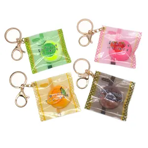 Egg Soft PVC Pop Bread Keychain Chips Fidget It Rubber Plastic Keyring Pineapple Bun Candy Bag Keychain Food Keychains