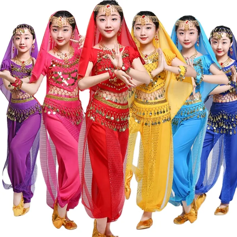 Детский костюм для танца живота, одежда для восточных танцев живота, Индийские Костюмы Для Болливуда