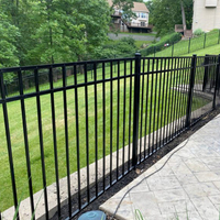 Clôture en aluminium à piquets, revêtement noir en poudre, clôture de sécurité pour la protection des limites des propriétés commerciales