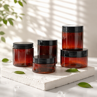Pots cosmétiques en plastique PET ambré à large ouverture avec couvercles, personnalisables, 100 ml, 300 ml, 200 ml, 250 ml, 8 oz, pour gommages corporels