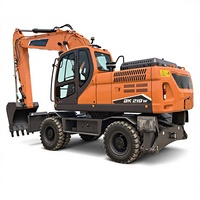 Mesin Pengolah Tanah Berkinerja Tinggi Kapasitas Bucket 0.86m³ Daya Terukur 127kW Excavator Roda DX210W untuk Proyek Konstruksi