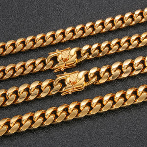 Collar de cadena de eslabones cubanos para hombre, cadena de eslabones, 6, 8, 10, 12, 14, 16, 18mm, <span class=keywords><strong>316L</strong></span>, de acero inoxidable grueso, chapado en oro de 18k, Hip Hop, Miami - Product Image 3