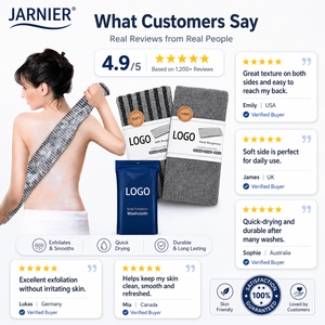 Serviette exfoliante personnalisée Jarnier avec logo, longue éponge de bain en nylon maillé, éponge corporelle japonaise, exfoliant pour le bain et la douche - Product Image 6