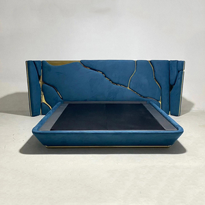 Modern Luxury <strong>Hotel</strong> Bed Set Stainless Steel Trim Bed Integrated Headboard King Size <strong>Bedframe</strong> for Boutique <strong>Hotel</strong> Project - Product Image 4