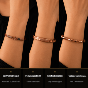 Adjustable Bamboo Texture Wire Wrapped Design Bracelet Women Men Jewelry 99.99% Pure <b>Copper</b> <b>Bangle</b> - Product Image 2