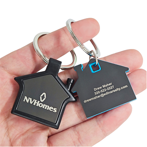 Llaveros de acero inoxidable al por mayor, económicos y a granel, con logotipo personalizado, para casa, coche, inmobiliarias, con grabado tipográfico - Product Image 1