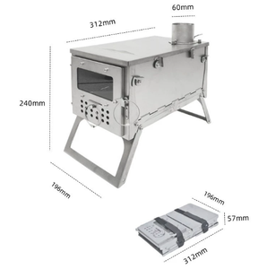 Réchaud portable pliable en acier inoxydable à verre simple, pour bois et charbon de bois, avec étui de transport pour camping et <span class=keywords><strong>randonnée</strong></span> en extérieur - Product Image 1