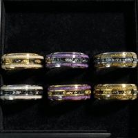 Bague unisexe en tungstène plaqué or 18 carats avec incrustation d'opale météorite 8 mm, bijoux de mode pour hommes, alliance de mariage, anniversaire