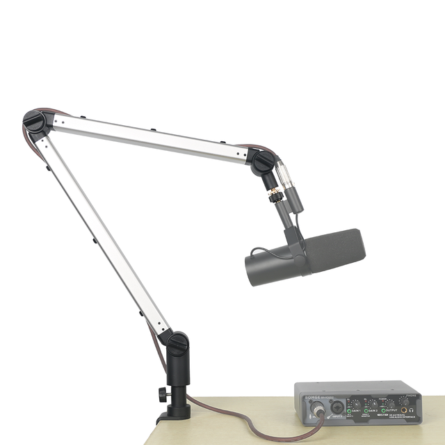 Studio Heavy-duty Aluminium Metal Microphone Stand Professional Adjustable Desk Mounted Broadcast Microphone Stand Boom Arm
