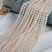 En Gros Perles d'Eau Douce Naturelles 3A Lumière Vive, Perles Forme Pomme de Terre 6 mm Semi-Finies, Matériaux de Bricolage Faits à la Main