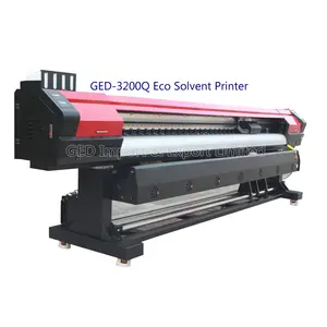 GED-3200Q eco solvente impressora 3.2m, cor realista, interior e exterior, tarpaulina uv, plotter com dupla 2 xp600 dx5 dx7, impressora