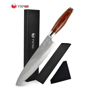 Sıcak satış 8 inç VG10 şam çelik şef bıçağı Pakka kolu ile doğrama kemik bıçağı