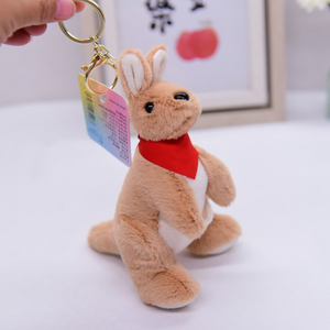 OEM tùy chỉnh <span class=keywords><strong>Kangaroo</strong></span> nhồi bông Keychain nhỏ Khăn thiết kế mềm sang trọng PP bông Logo in carkey trang trí nội thất Túi phụ kiện - Product Image 4
