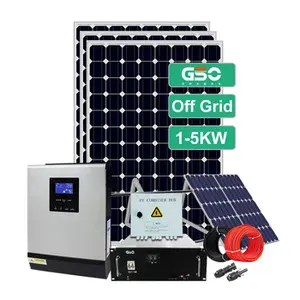 PV 5KW 3KW 1KW 10KW太阳能电池板5000瓦离网太阳能全屋离网太阳能系统，带锂电池