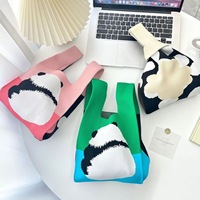 Tas Tangan Wanita Mini Poliester Ringan Motif Bunga Mewah Model Baru, Tas Tote Rajut Lucu dengan Ritsleting, Cocok untuk Aktivitas Sehari-hari di Luar Ruangan