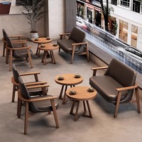 HUALIN Ensemble de table et de chaises de salle à manger en bois massif de style moderne pour restaurant, hôtel, café, canapé, siège de carte