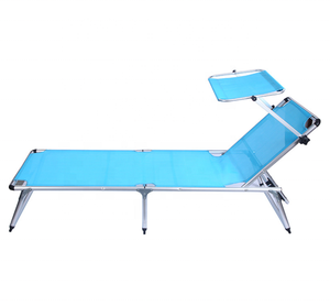 Chaise longue d'extérieur <span class=keywords><strong>lit</strong></span> de soleil de plage avec parasol auvent pliable 5 positions - Product Image 2