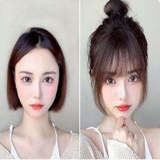 Cubierta superior delantera de mimbre Full Bang Hairpiece hecho de cabello humano de lana de alta calidad - Product Image 1