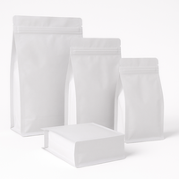 Sac en papier kraft écologique personnalisé à fond plat emballage de qualité alimentaire pochette à fermeture éclair pour le stockage des grains de café, de thé, de noix et de casse-croûte