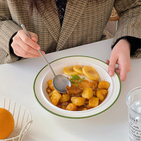 Assiette à soupe ovale rétro en céramique Solhui Korea Ins Coil, vaisselle de table pour la maison