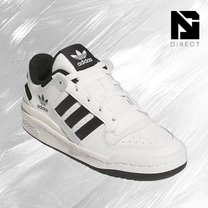 รองเท้าสเก็ตบอร์ด Adidas Forum Low CL J 'สีขาวดำ' หนังลายทาง แบบผูกเชือก หัวกลม สไตล์รองเท้าเดิน - Product Image 2