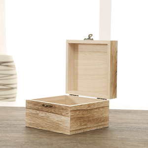 Cajas de regalo de madera cuadradas con tapa abatible, embalaje artesanal hecho a mano para almacenamiento de relojes y cuentas, 8 cm de alto - Product Image 3