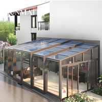 Véranda coulissante et pliante électrique et manuelle en alliage d'aluminium de haute qualité avec toit rétractable