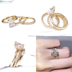 <span class=keywords><strong>Anelli</strong></span> Nuziali Tianyu in Oro 10k 14k 18k con Diamanti Sintetici Personalizzati, <span class=keywords><strong>Set</strong></span> di Fedi per Donne con Certificato - Product Image 2