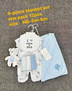 Set de Regalo Personalizado para Bebé Recién Nacido de 9 Piezas, 100% Algodón Ultra Suave, con Mameluco y Manta, Regalo para Baby Shower - Product Image 3