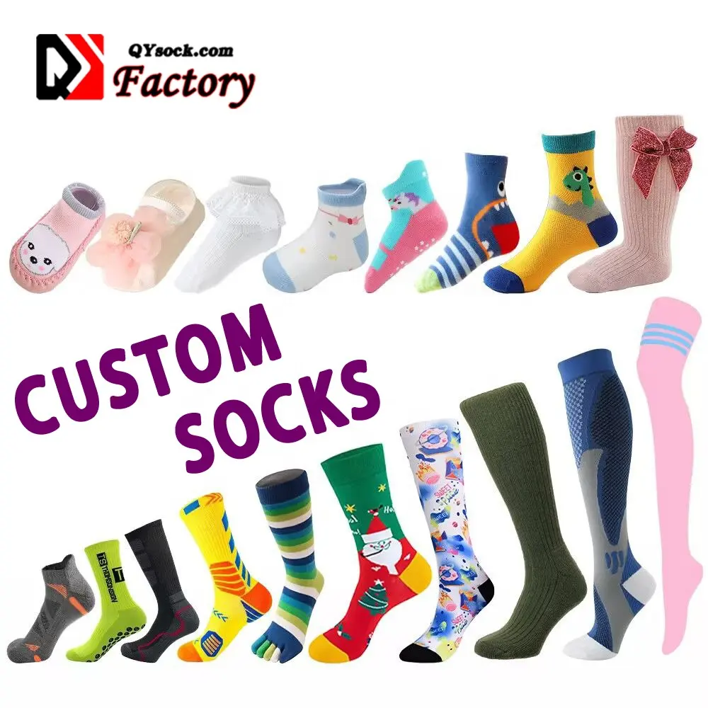 Großhandel Custom Socken OEM Design Ihre eigene Socke Custom ize Logo Baumwolle Unisex Crew Herren Socken