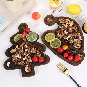 Christmas Tree And Santa Hat Wooden <b>Trays</b> With Compartments For Fruit <b>Snacks</b> Party Serving - Product Image 2
