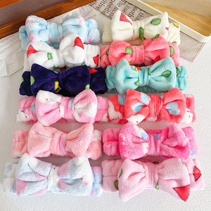 Spa Headband Phụ Nữ Lông Cừu Tóc Ren Lớn Bow Rửa Mặt Headband <span class=keywords><strong>Make</strong></span> Up Headband Tóc Ban Nhạc Bow - Product Image 1