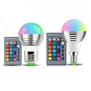 AC85 265V 3W Dimmable RGB <strong>LED</strong> Spherical <strong>Bulb</strong> E27 E14 Infrared <strong>Remote</strong> <strong>Controlled</strong> <strong>Multicolor</strong> Globe Lamp Indoor Home Bedroom Party - Product Image 3