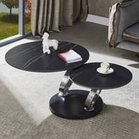 Table basse en métal pour salon Foshan Furniture, 2 tables rondes en marbre, table centrale rotative, cadre en acier doré, argenté, noir, tables basses