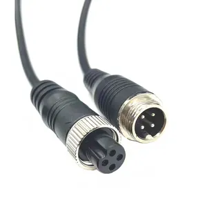 M12 Male to Female Waterproof Aviation Connector Extension Cable for Vehicle Rear View Camera Audio Video Gx12 AC Output