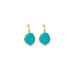 Pendientes de Moda, Acero Inoxidable 316L, Baño de Oro PVD, Resistentes y Sostenibles, Color Verde Azulado, Forma Hexagonal - Product Image 2