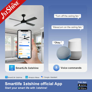 1stshine ventilateur de plafond LED 4 pales MDF finition noire ODM taille 3 couleurs éclairage LED ventilateur de plafond dimmable - Product Image 6