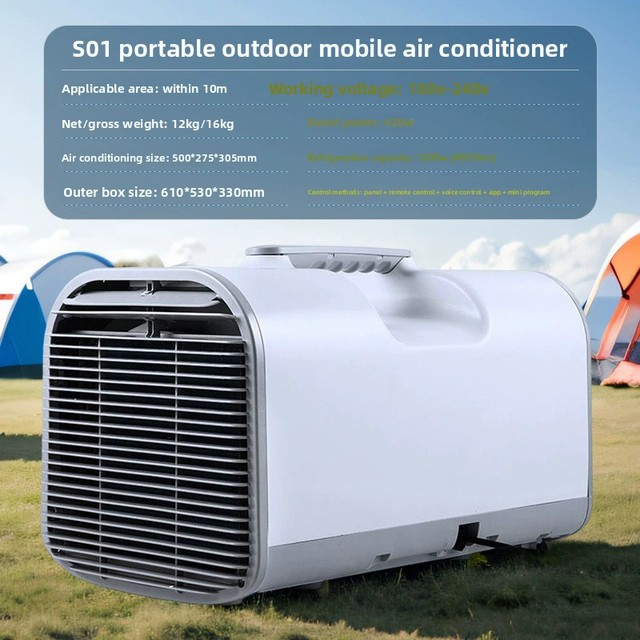 2026 Mini Portable Air Conditioner 110V 220V 1200W Real Compressor Cooling AC Unit with Voice Control for Camping Tent RV Travel