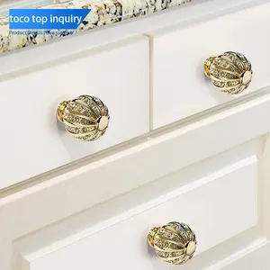 TOCO crystal handle furniture door knob stainless brass handle pull furniture gold handle door knobs for interior doors