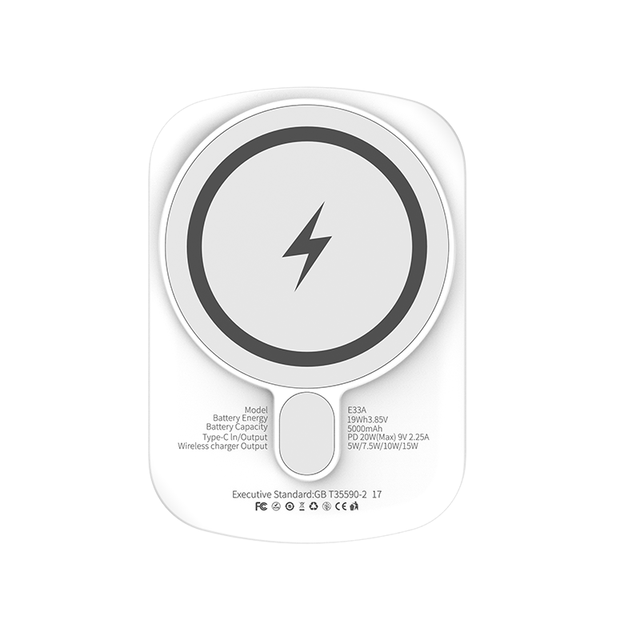 Customizable Logo 5000mAh Portable Magnetic Wireless Power Bank 15W Output LED Display Mobile Phone Charger