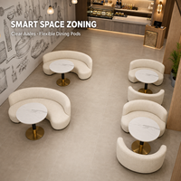 Ensemble de sièges en arc avec table ronde en pierre pour restaurant, ensemble de banquettes modernes pour café et hôtel