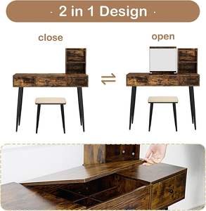 Dareko vanité moderne en bois sans miroir et lumières coiffeuse ensemble station de <span class=keywords><strong>charge</strong></span> corps humain <span class=keywords><strong>induction</strong></span> étagères ouvertes - Product Image 4